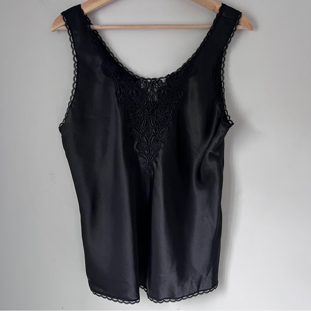 Honors Intimates Lace Tank Cami Black Vintage Womens Size Large